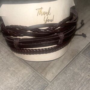 Brown Leather Multi-Strand Bracelet